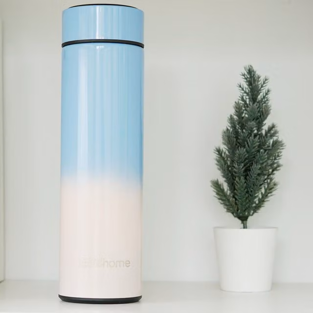 Gr8 Home Vacuum Insulated Stainless Steel Water Bottle with Temperature Display, 500ml, Blue