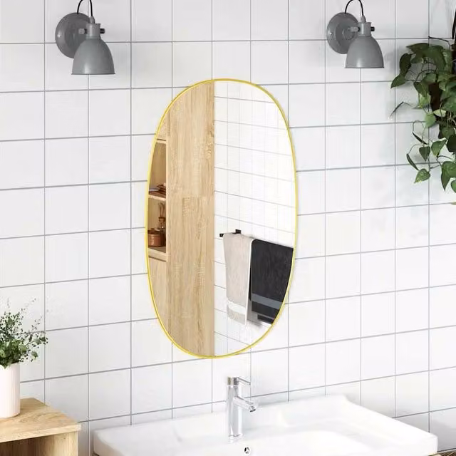 Berkfield Home Gold Rectangular Wall Mirror W: 70 cm, H: 45 cm