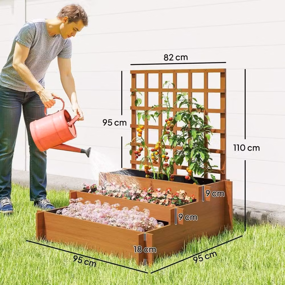 Kelvenix 3 Tier Brown Wooden Raised Garden Planter – 2
