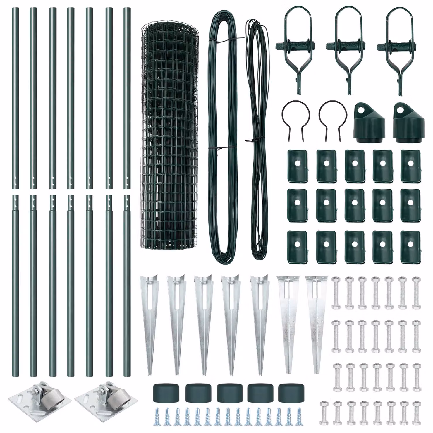 Berkfield Home Euro Fence with 7 Spike Posts, Galvanised Steel, Green and Silver, W: 10 m, H: 0.7 m – 3