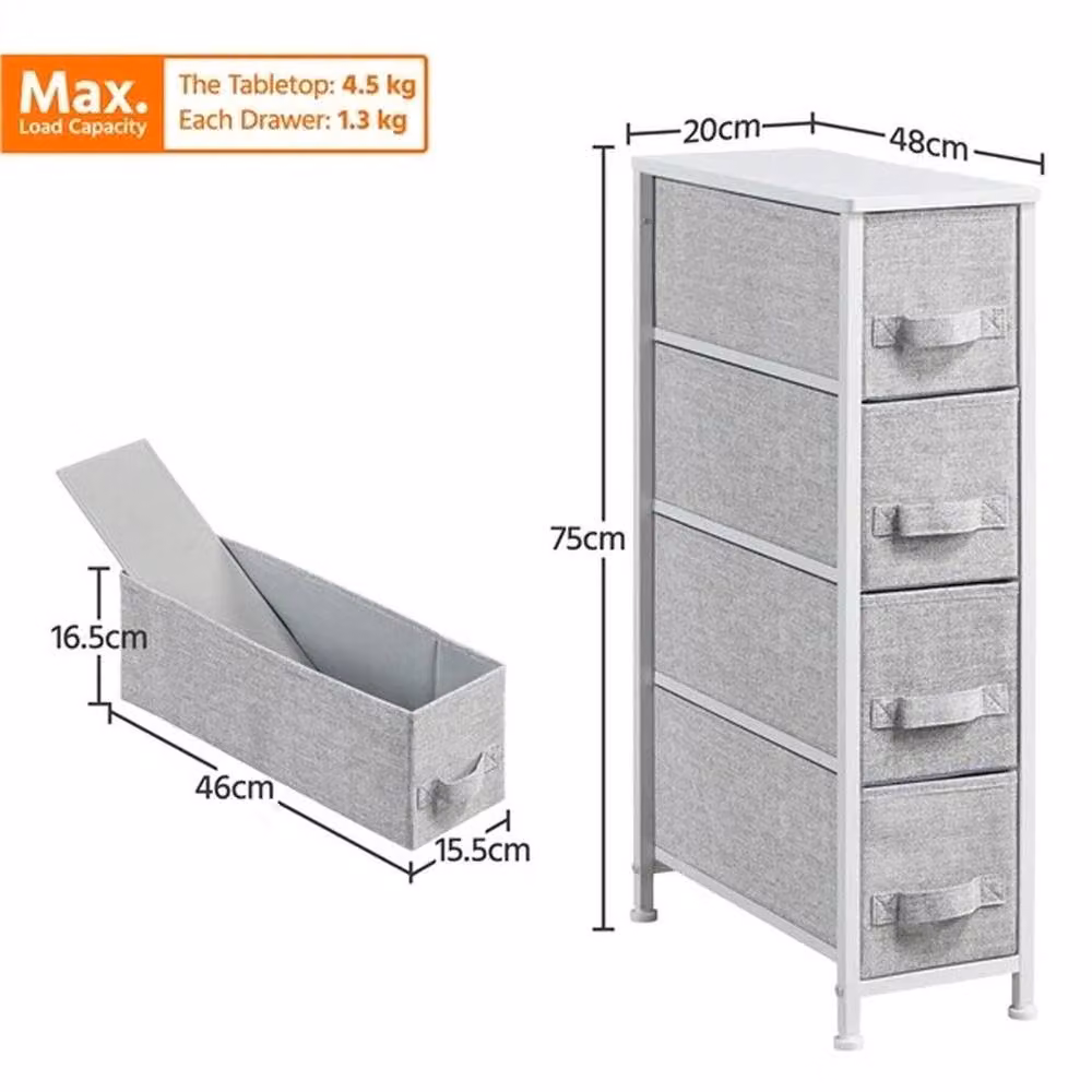 SPETLEK Storage Tower with 4 Grey Fabric Drawers – 2