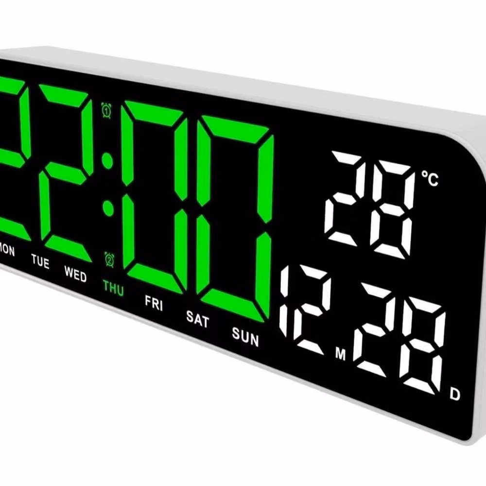 PAWNORA LED Digital Alarm Clock with Calendar and USB Power, White – 2