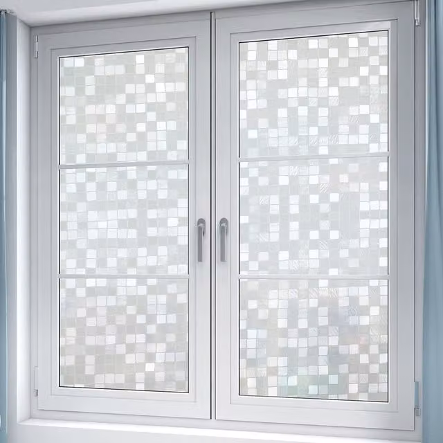 Livingandhome Self Adhesive 3D Privacy Film for Glass Windows in Translucent White