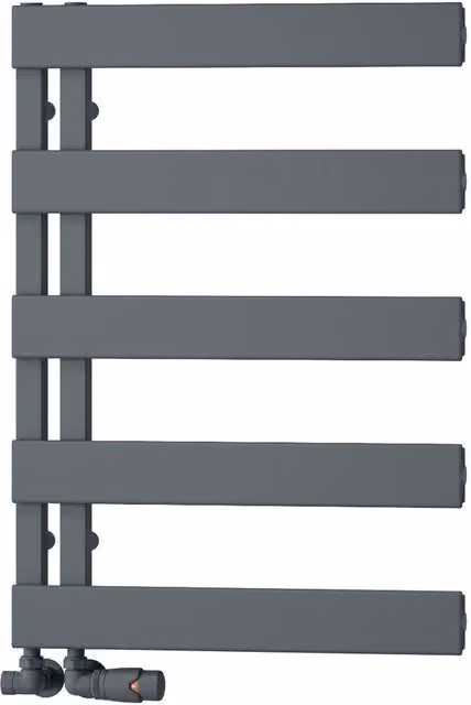 Bathroom Kingdom Carpena Anthracite Designer Flat Panel Aluminium Heated Towel Rail, Grey, H: 71 cm, W: 50 cm