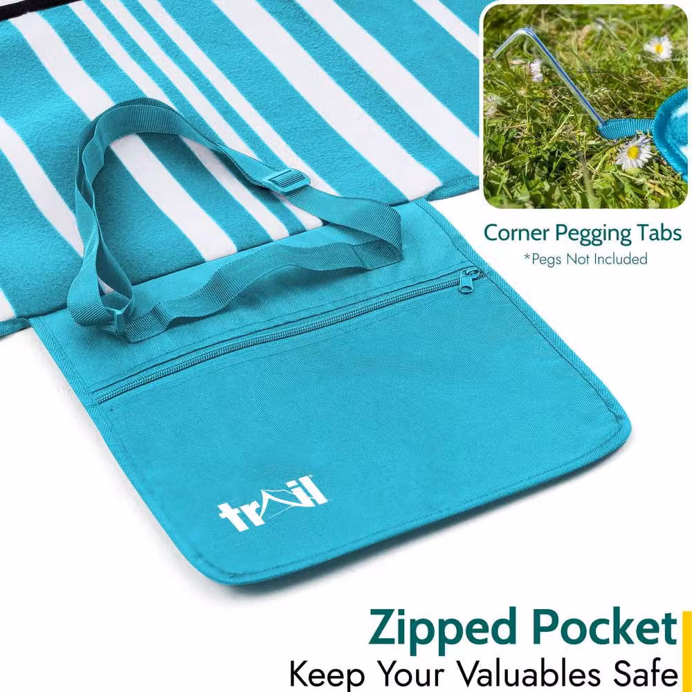 Trail Outdoor Leisure Waterproof Fleece Picnic Rug in Turquoise – 4
