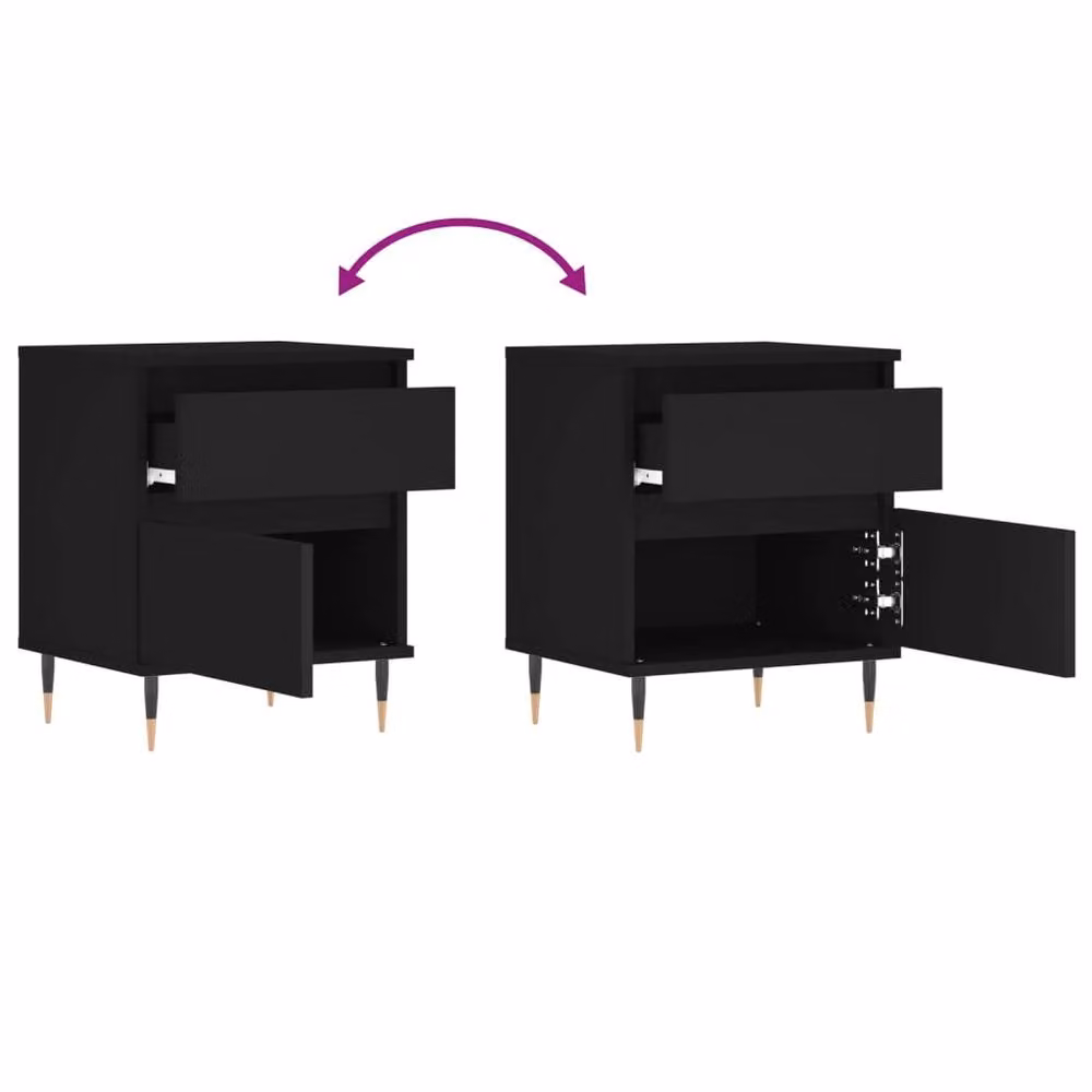 Berkfield Home Modern Bedside Cabinet in Black, W/D/H: 40 x 35 x 50 cm – 7