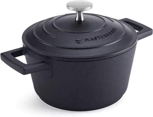 MasterClass Black Cast Aluminium Casserole Dish with Lid, 16 cm – 7