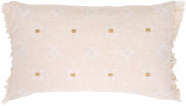 Divante Kacie Embellished Rectangular Cushion in Beige and Multicolour