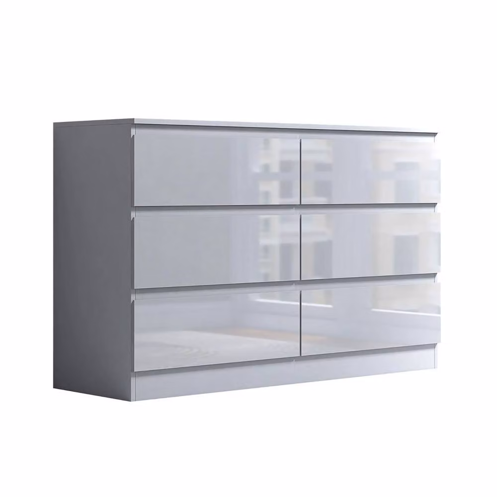 SPETLEK 6 Drawer Chest of Drawers in High Gloss White – 2