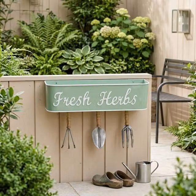Garden Greatness Green Fresh Herbs Metal Garden Wall Sign