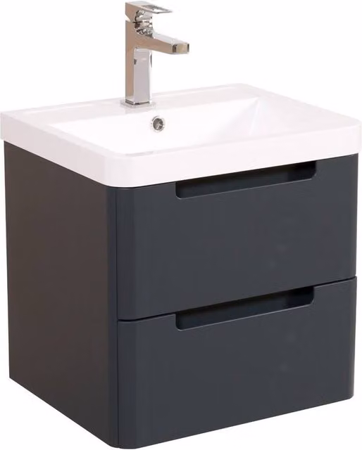 Bathroom Kingdom Monza Grey Wall Hung Slimline Basin Drawer Vanity 500mm