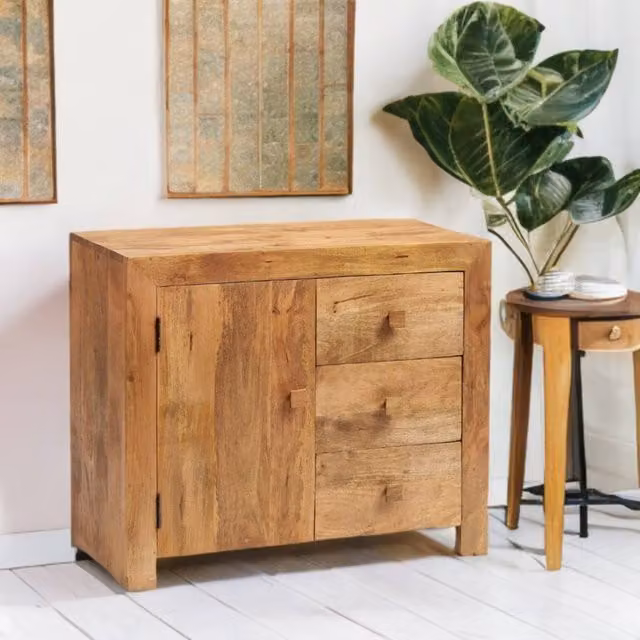 IH Design Asho Light Mango 3 Drawer Sideboard in Brown