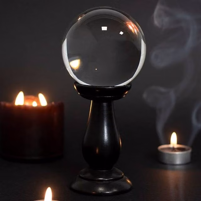Uniqueful Small Transparent Glass Crystal Ball with Black Stand