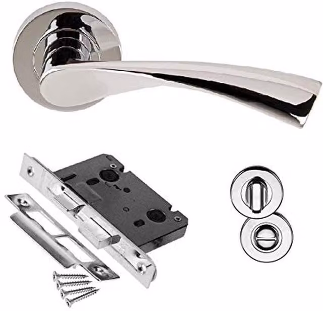 Golden Grace Polished Chrome Bathroom Door Handle on Rose Pack