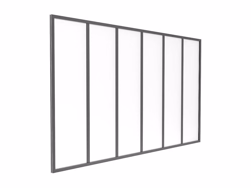 Vente-unique Modern Powder-Coated Aluminium and Frosted Glass Partition in Black, W: 180 cm, H: 105 cm – 2