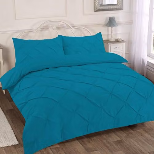 Home Sweet Home UK Pintuck Polycotton Duvet Cover and Pillowcase Set in Petrol Blue, Double Size, 200 x 200 cm – 3