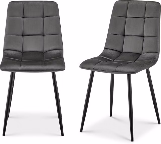 Bravich Zurich Embossed Velvet Dining Chair in Grey (Set of 2)