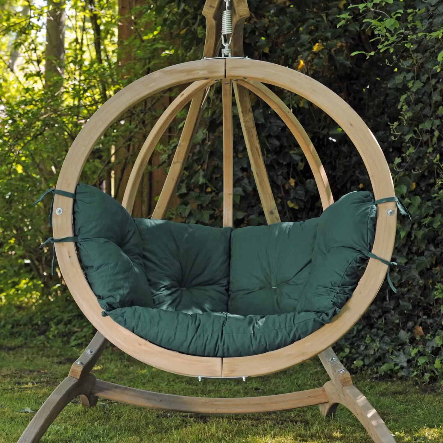 Amazonas Globo Single Hanging Egg Chair in Dark Green Spruce Wood for Indoor and Outdoor Use – 6