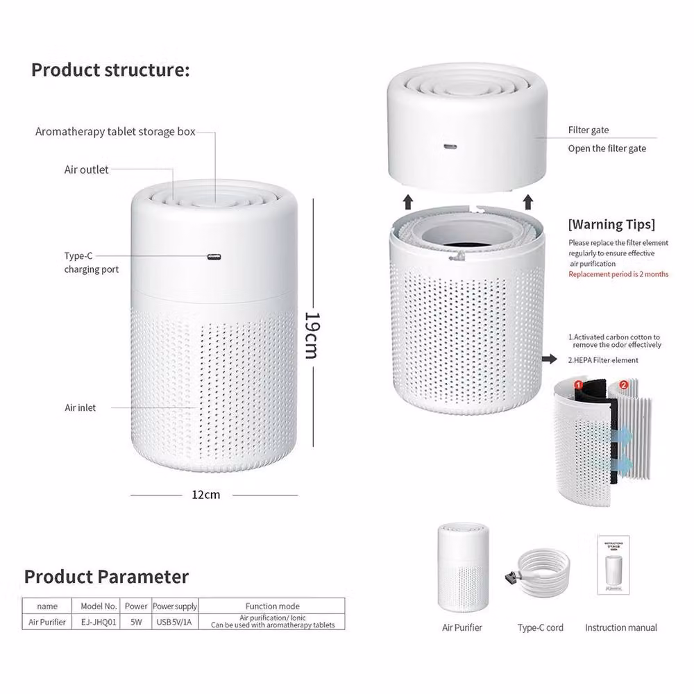FLAVORA Quiet Air Purifier and Air Cleaner in White – 3