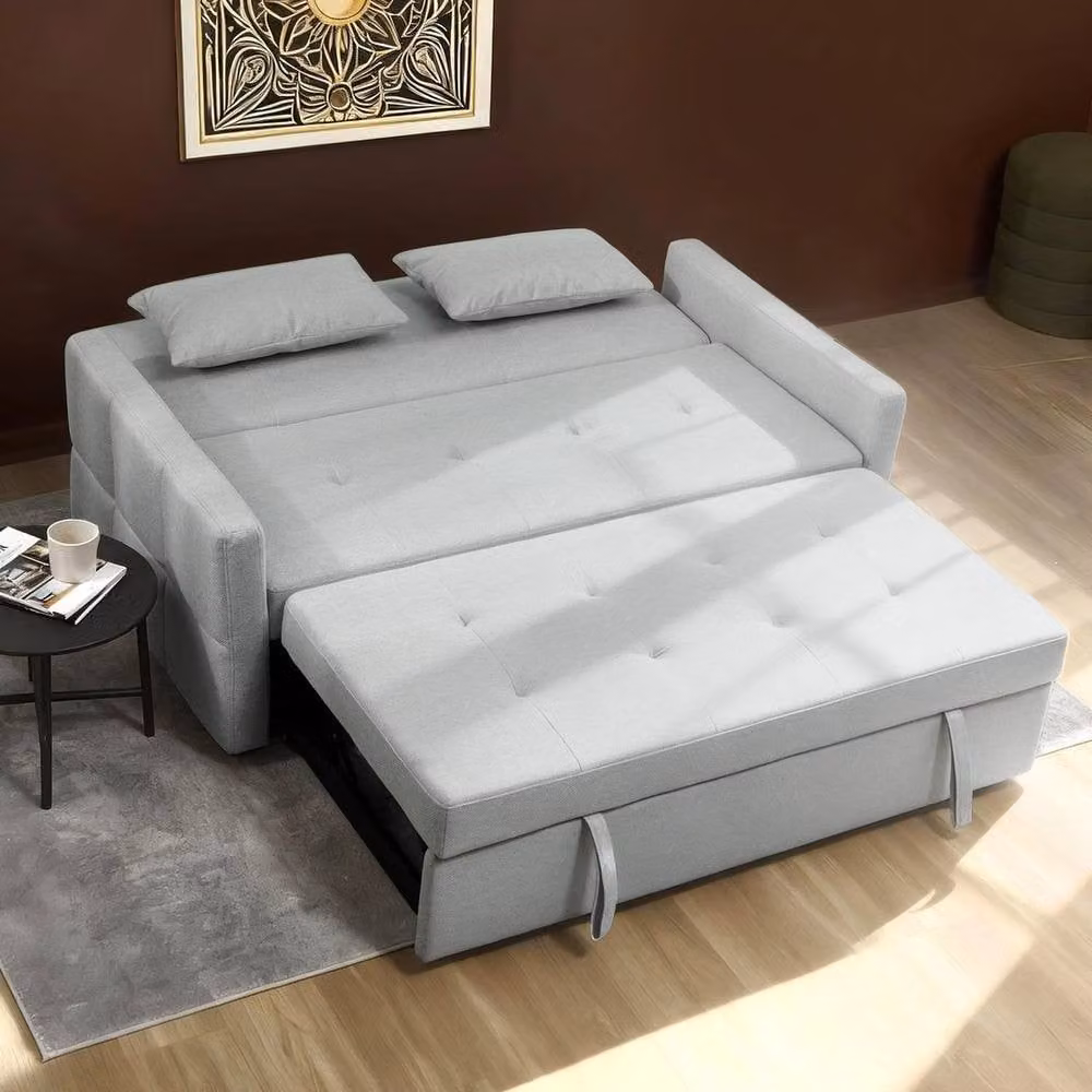 FORGEVIO 2 Seater Convertible Pull Out Sofa Bed in Grey Fabric – 5