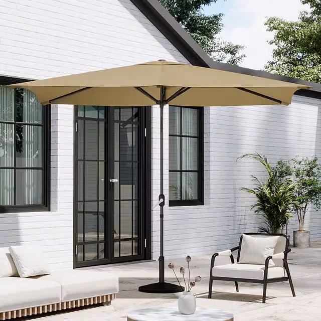 Breeins Modern Floral Pattern Parasol with Composite Base in Beige and Yellow