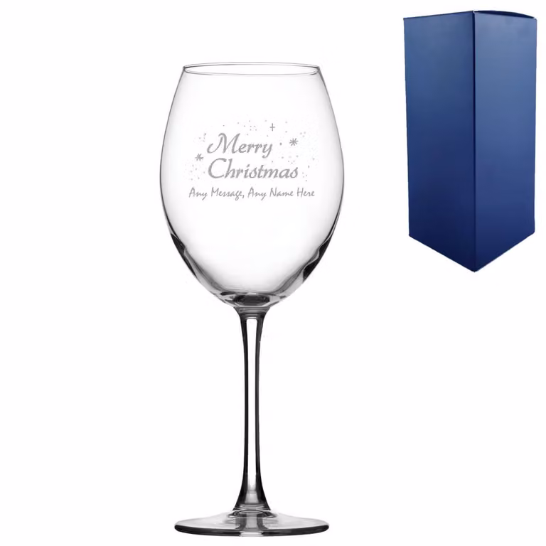 Uniqueful Personalised Merry Christmas Enoteca Wine Glass in Transparent, 550ml