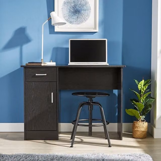 Home Source Tyler Single Pedestal Computer Desk in Black
