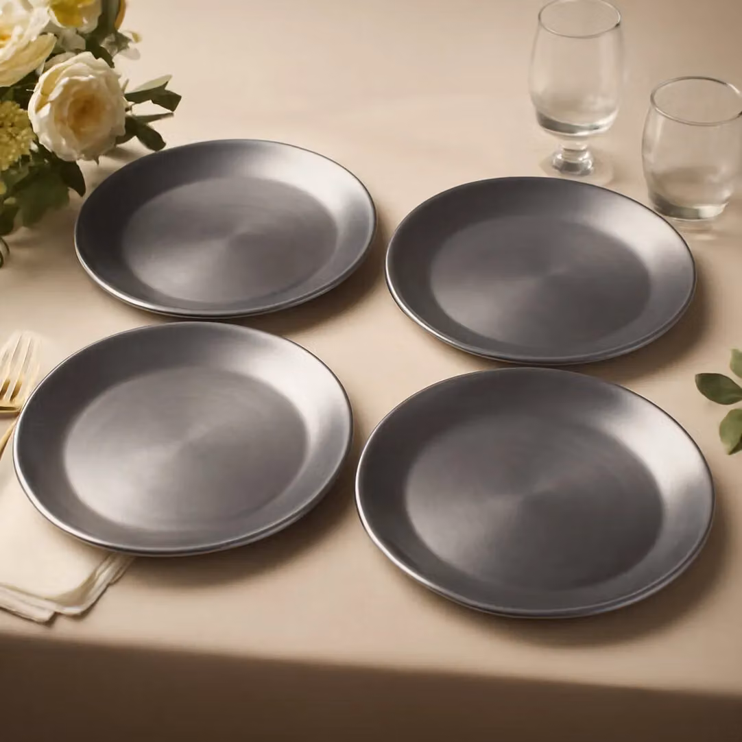 Orsina Paxton Set of Four Silver Coupe Charger Plates, Diameter: 33 cm – 4