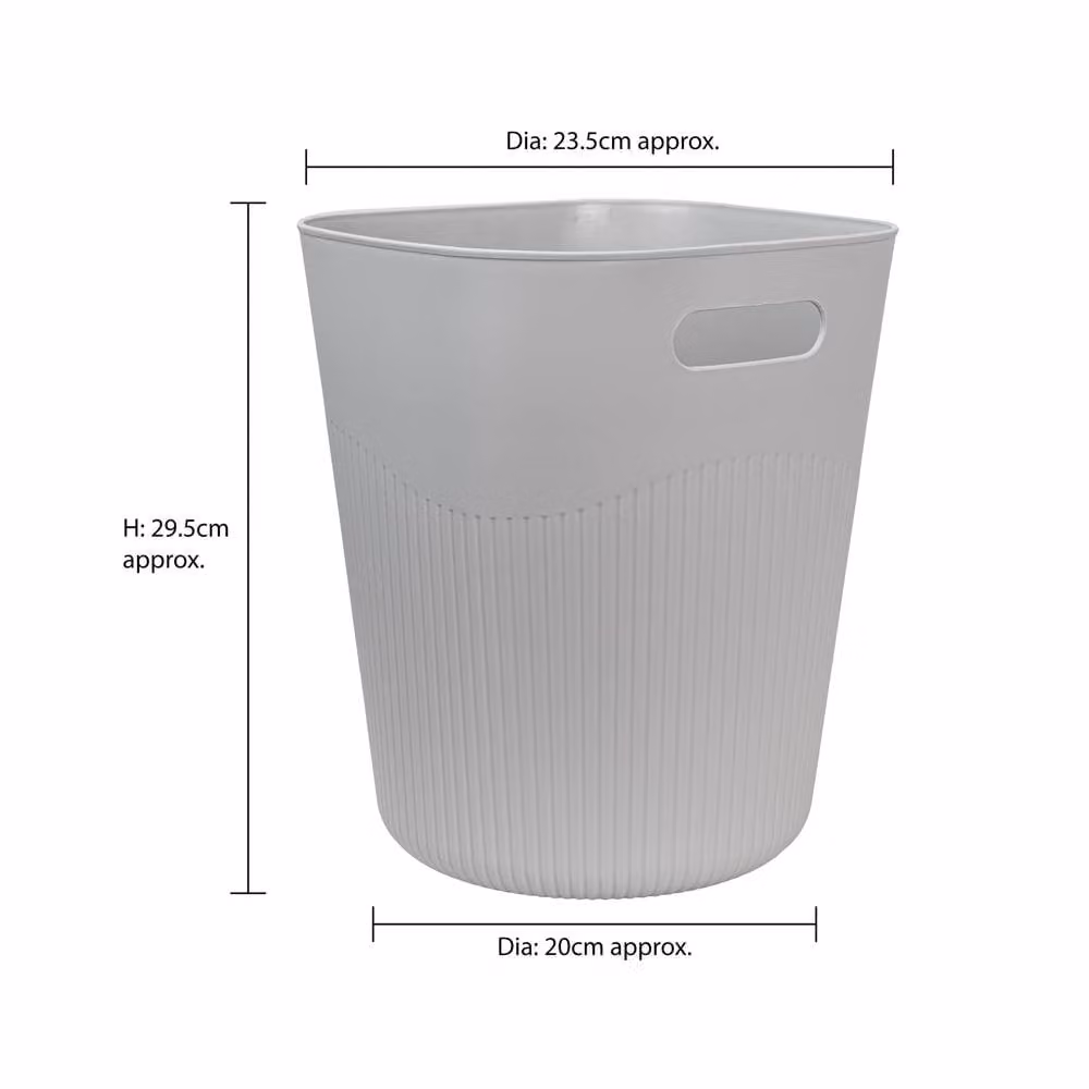 JVL Riblex Square Waste Bin, 11L, Set of 2, Grey – 2