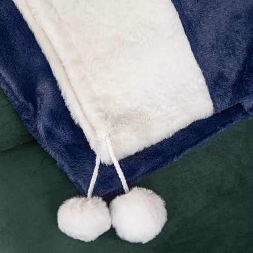 Samuel Alexander Blue Soft Plush Christmas Sack with White Faux Fur Trim and Pom Poms, W: 80 cm, H: 55 cm – 4