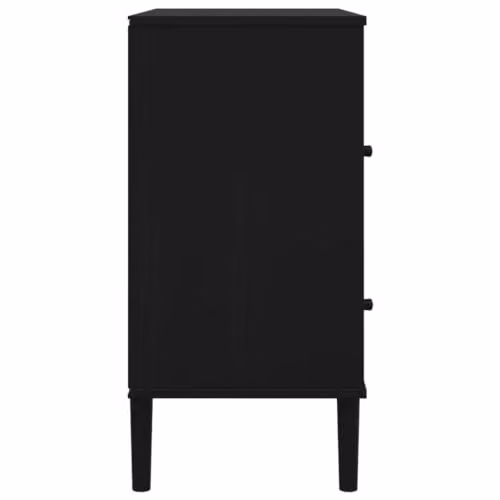 vidaXL SENJA Sideboard in Black Lacquered Solid Pine Wood with Rattan Look, W/D/H: 80 x 40 x 80 cm – 4
