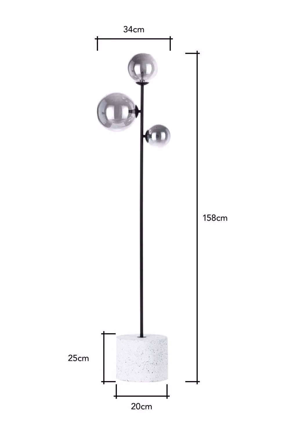 BHS Lighting Forella Black Terrazzo Floor Lamp with Transparent Glass Sphere – 2