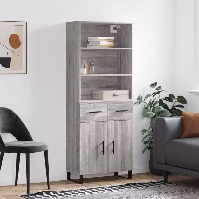 Berkfield Home Grey Sonoma Highboard, H 180 x W 69.5 x D 34 cm – 1