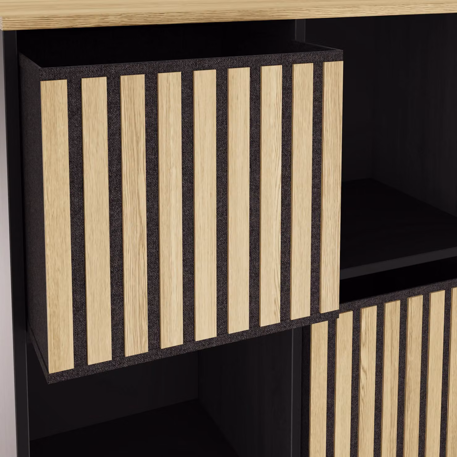 GFW Kube 2x2 Modern Shelf Storage Cube in Black and Oak – 3