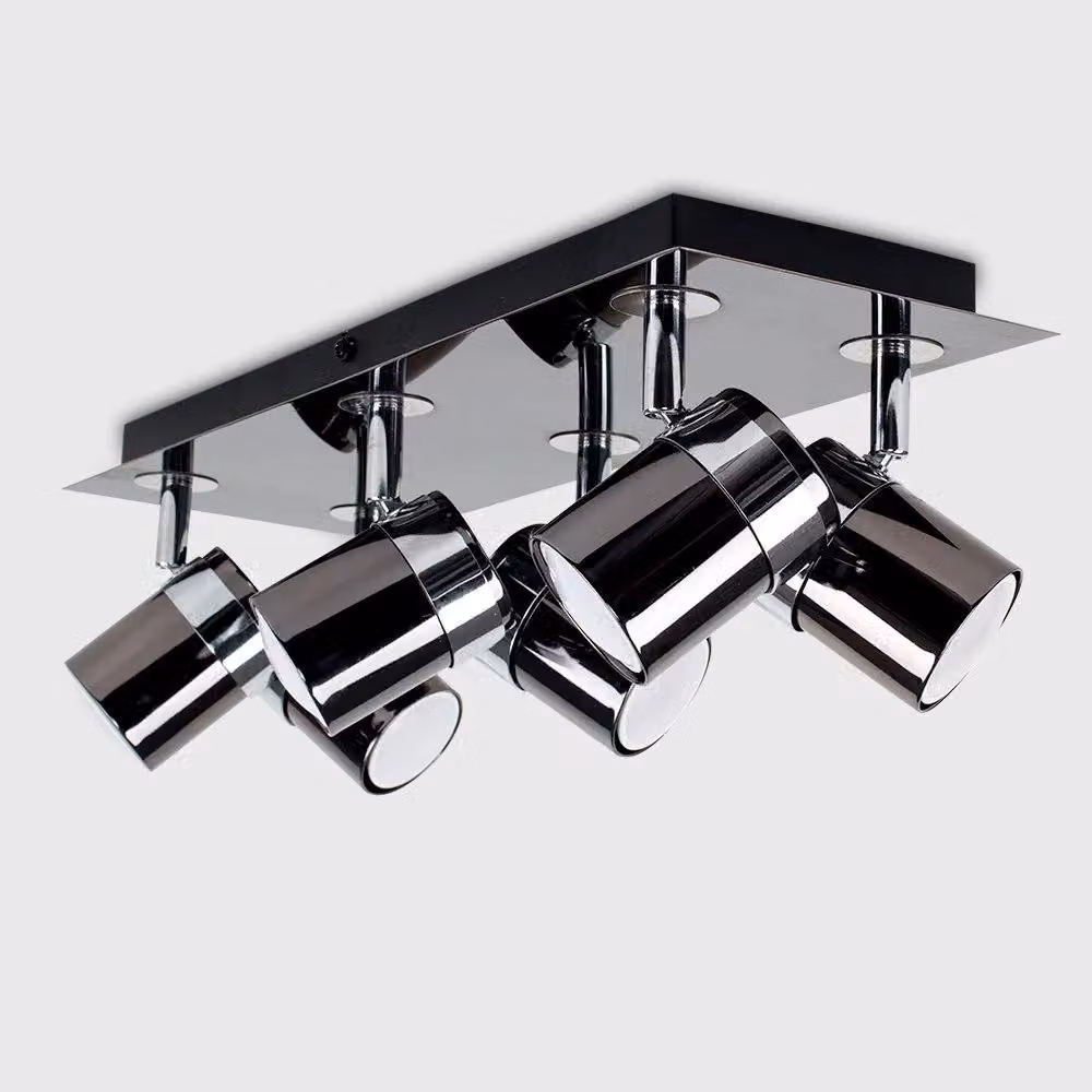 ValueLights Rosie 6 Way Black Ceiling Bar Spotlight with Adjustable GU10 Halogen Lamps – 2