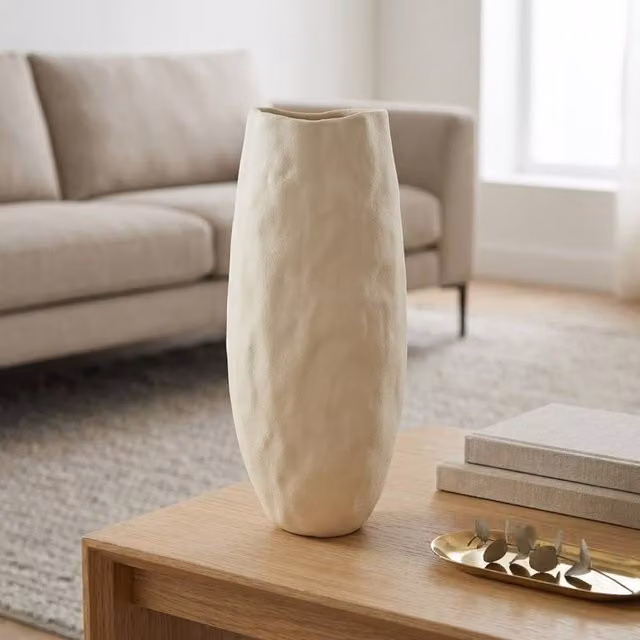 Garden Greatness Ceramic Tabletop Wave Top Vase in Beige and Multicolour, Height: 36 cm – 2