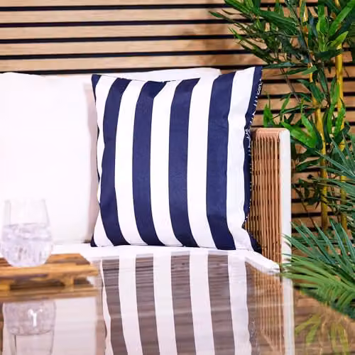 Bean Bag Bazaar Stripe Collection Blue Square Outdoor Cushions, Set of 2, W/D/H: 43 x 43 x 43 cm – 4