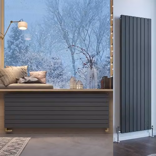Terma Steel Wall Mounted Radiator in Anthracite Grey, H 180.0 cm x W 58.8 cm – 1