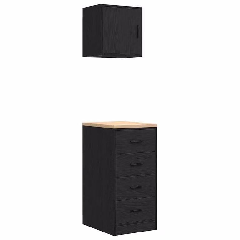 Berkfield Home Wall Mounted Garage and Workshop Cabinet Doors, 2 Piece Set, Black Matt MDF