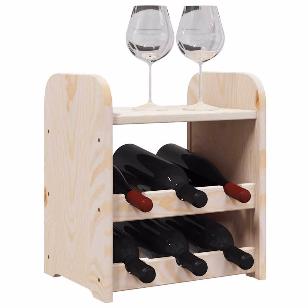Berkfield Home Rustic Solid Pine Wine Rack with Top Board in Beige, W/D/H: 33 x 25 x 37 cm – 4