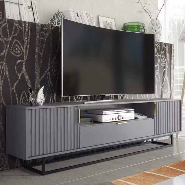 Creative Furniture Tide Crest Modern TV Unit in Dark Grey