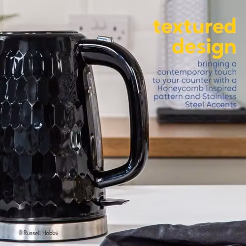 Russell Hobbs Honeycomb Electric Cordless Kettle, 1.7 l, Black – 4