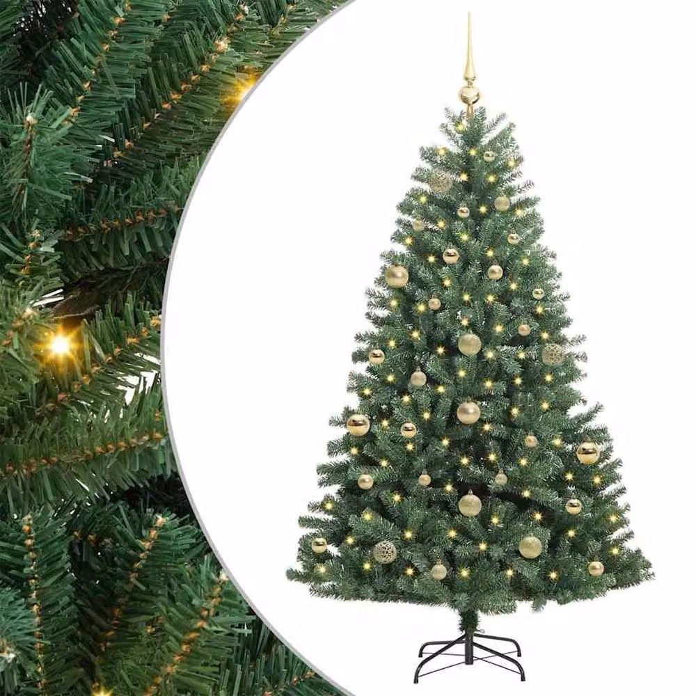 Berkfield Home Realistic Artificial Hinged Christmas Tree, Green, Height: 150 cm – 3