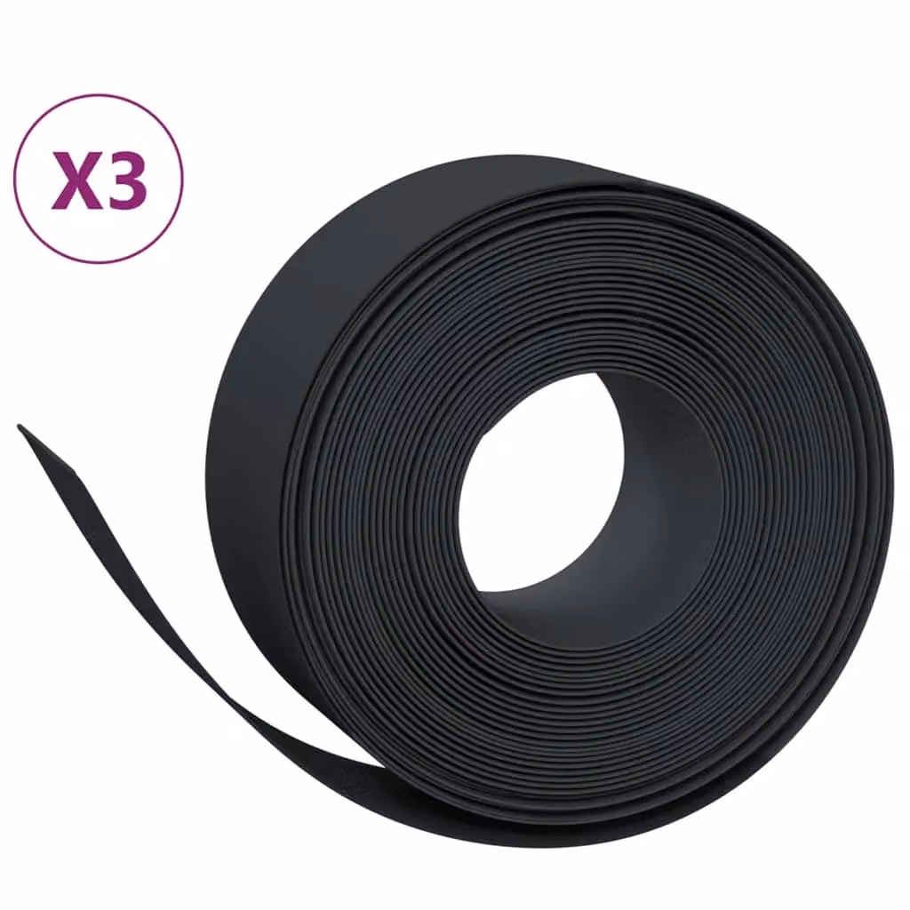 Berkfield Home Garden Edgings, 3 Pack, Black Polyethylene, 10 m Length, 20 cm Height – 2