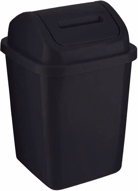 Kelvenix 5L Black Plastic Swing Top Bathroom Bin – 1