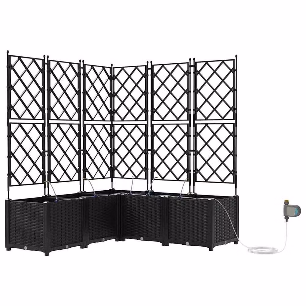 Berkfield Home Garden Planters with Water Irrigation System, 5 Piece Set, Black – 3