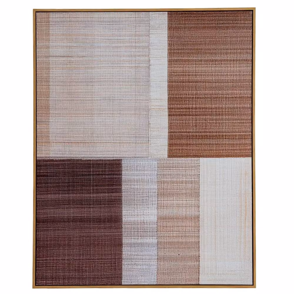 Wyld Haus Fira Hand Painted Geometric Abstract Canvas Wall Art in Slim Frame, Sand and Multicolour – 2