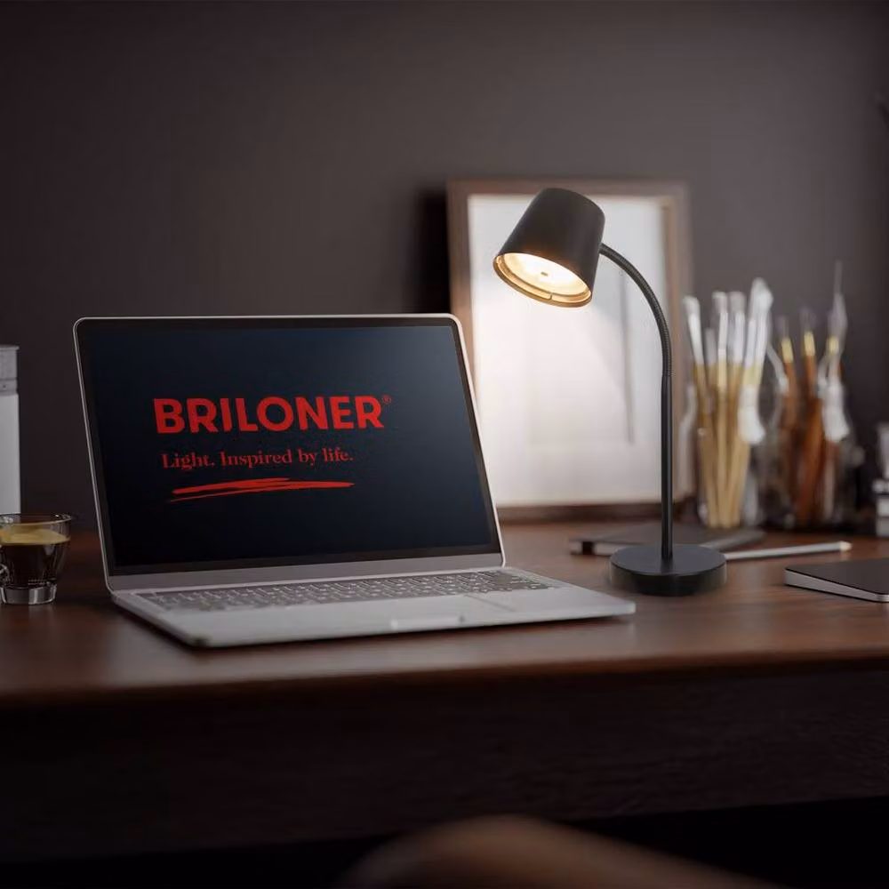 Briloner Black LED Rechargeable Table Lamp with Touch Control and Adjustable Gooseneck – 5