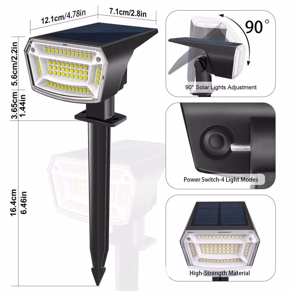 EONLION 59 LED Solar Garden Spot Light in Black with Warm White Light and Dusk Sensor, Height: 100 cm – 5