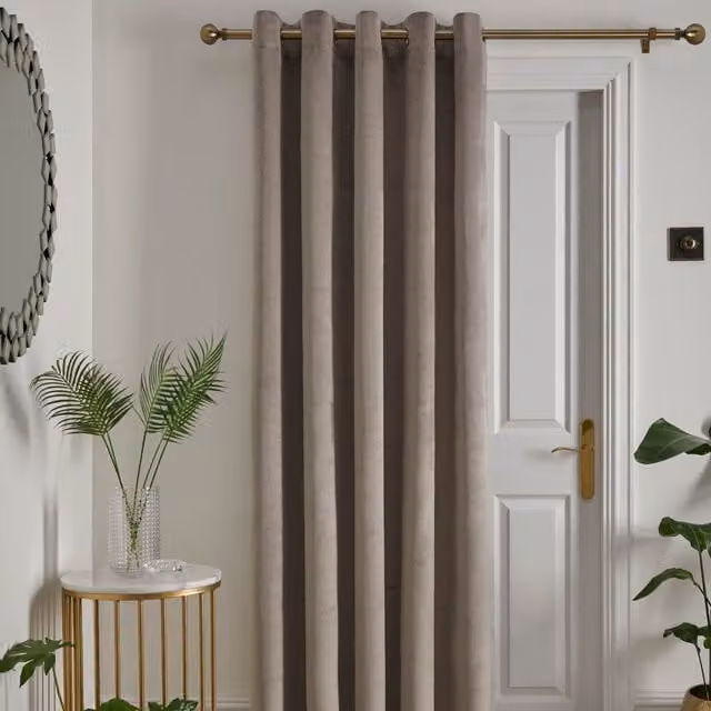 Laurence Llewelyn-Bowen Montrose Blackout Velvet Eyelet Door Curtain in Sand, W: 168 cm, H: 214 cm